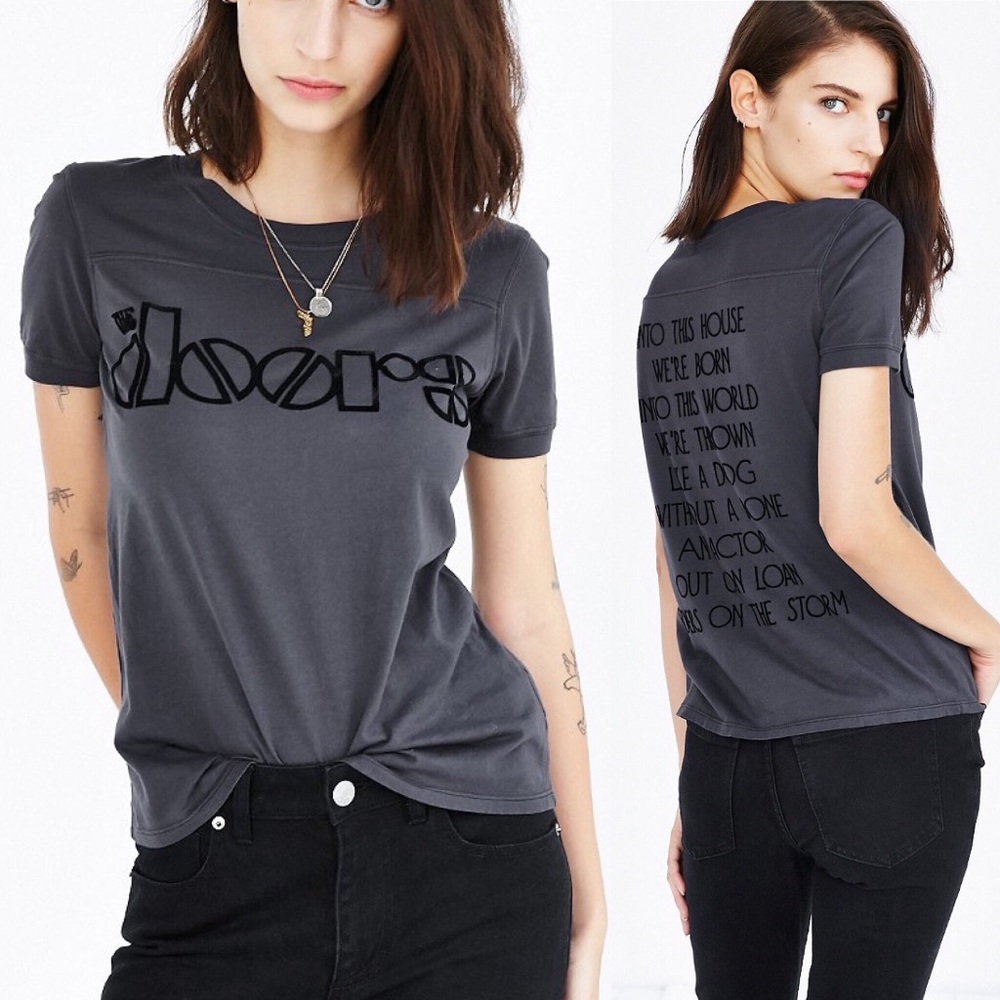 UO ‘Black Flocked Band Tee’